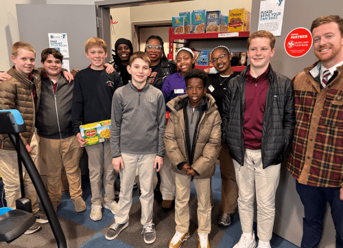 Students at service project