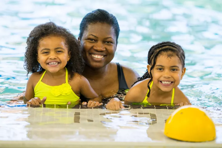 Family in pool