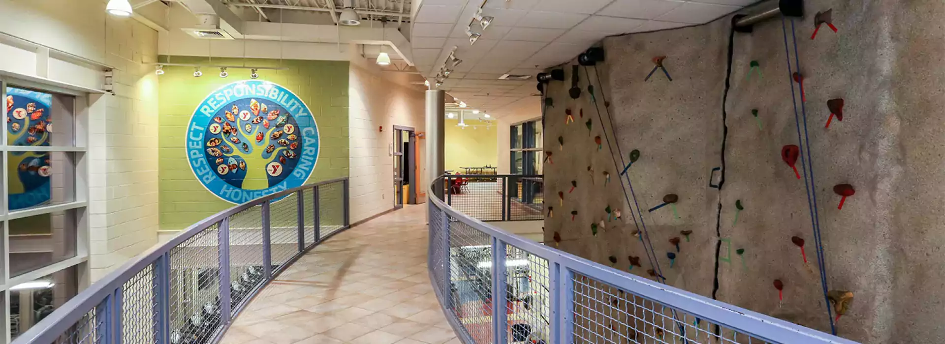 Weinberg Y hallway and rock wall